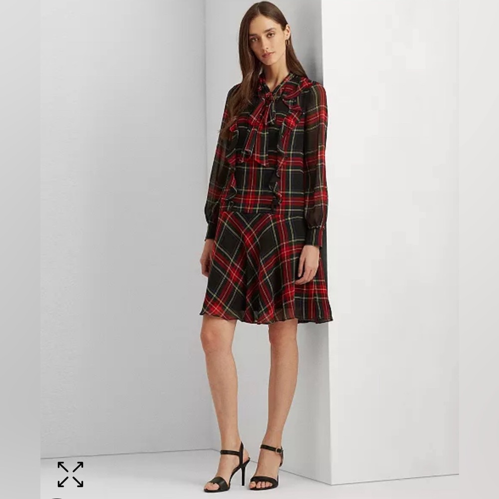 RALPH LAUREN TARTAN DROP-WAIST DRESS